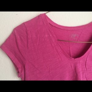 Snug Bright Pink Cap Sleeve LOFT Cotton T-Shirt.